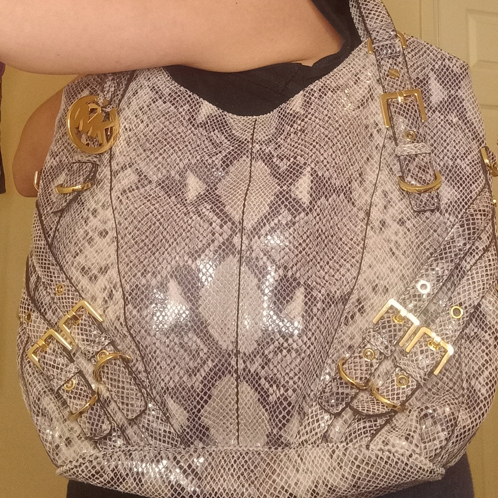 Rare Michael Kors Python Pattern Large Shoulder B… - image 6
